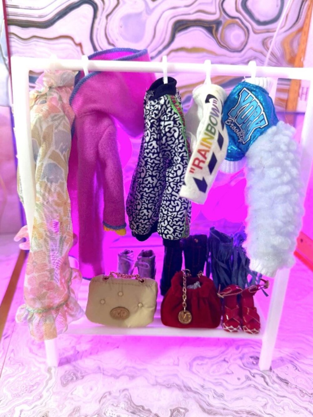 Barbie Doll Clothes Rack | 11.5-inch Fashion Doll Wardrobe Organizer